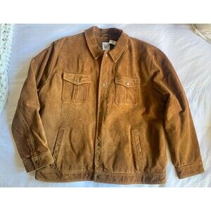NWT Gap Suede Trucker Jacket Quilted Lining  XXL  Camel Leather 52-54